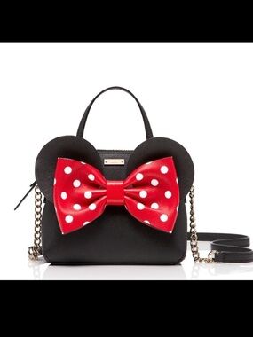 KATE SPADE Black Crossbody Bag with Red Polka Dot Bow NWT
